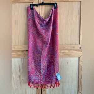 Pashmina Red and Purple Fringe Scarf New With Tags